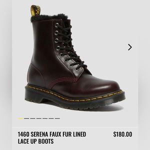 Dr. Martens 1460 SERENA FAUX FUR LINED Oxblood Atlas 8 eye great condition